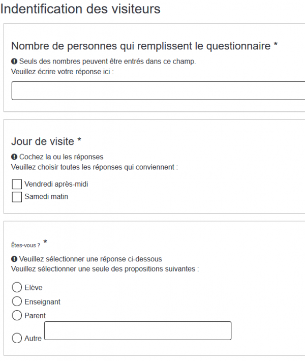 Lancement du questionnaire — Applications